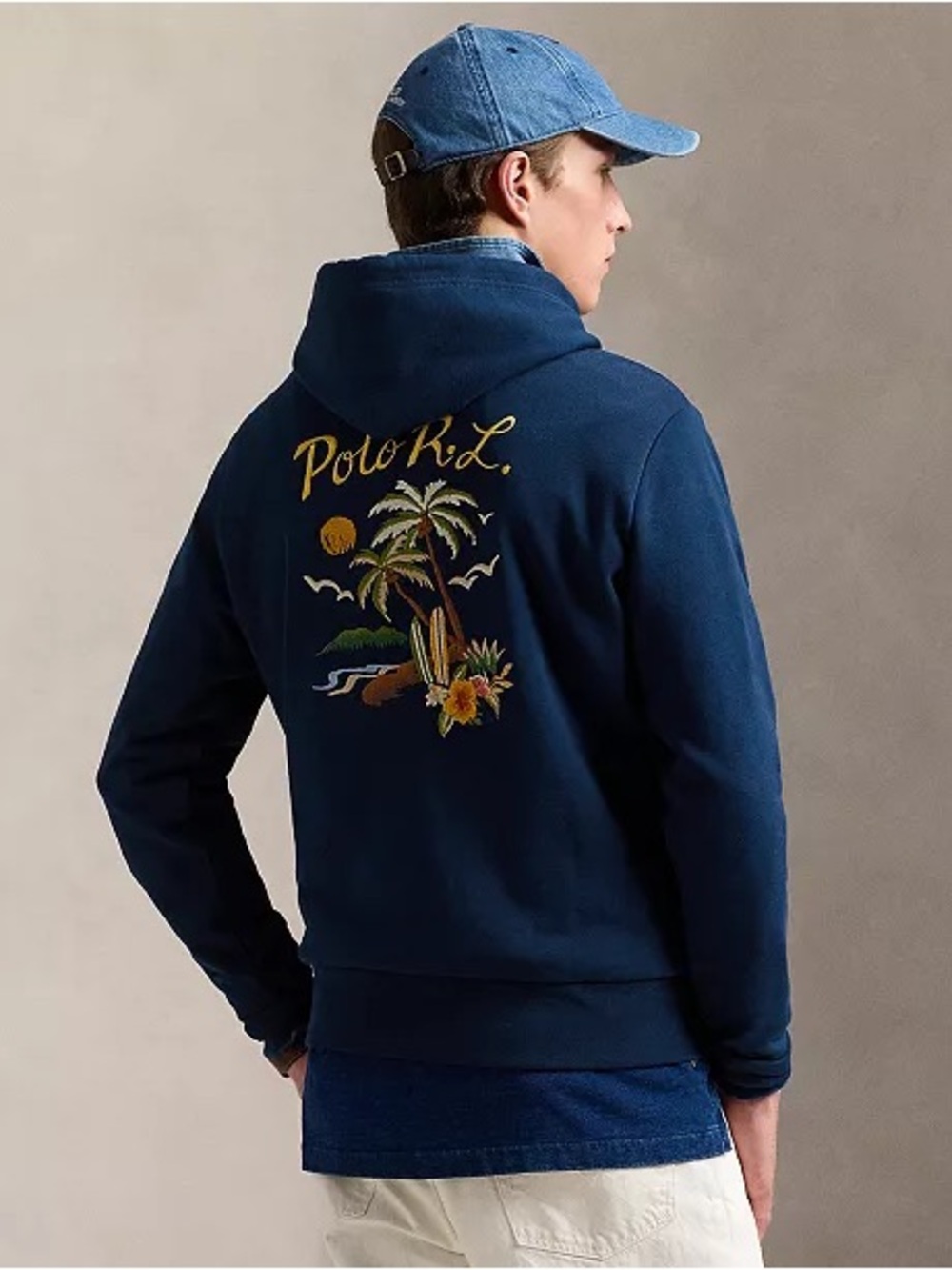 Polo Ralph Lauren Embroidered Loopback Fleece Hoodie Men’s 2XL navy blue